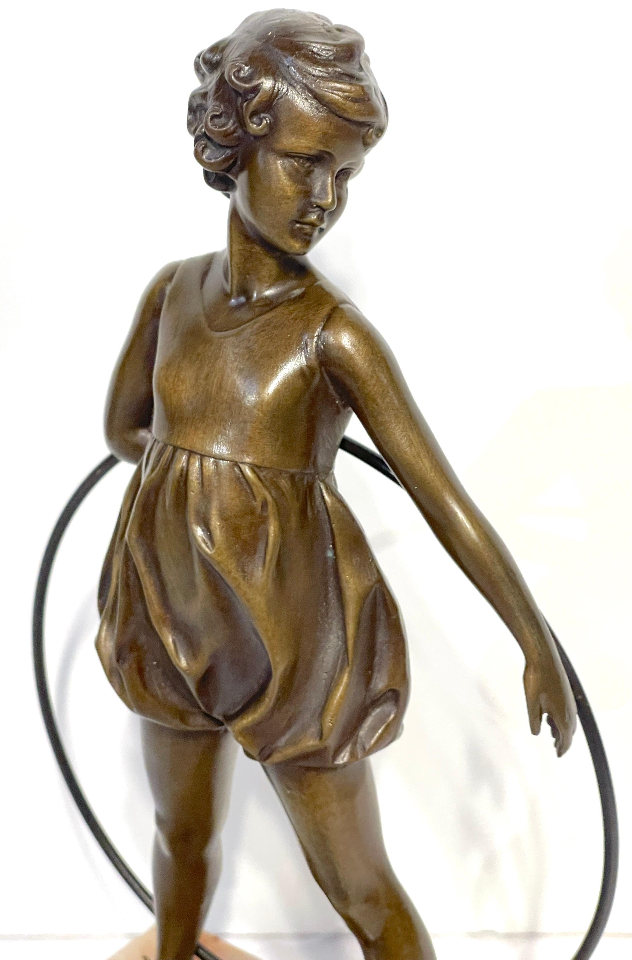 'Hoop Girl' Art Deco Bronze Sculpture Signed Ferdinand Preiss (1882-1943) For Sale 5