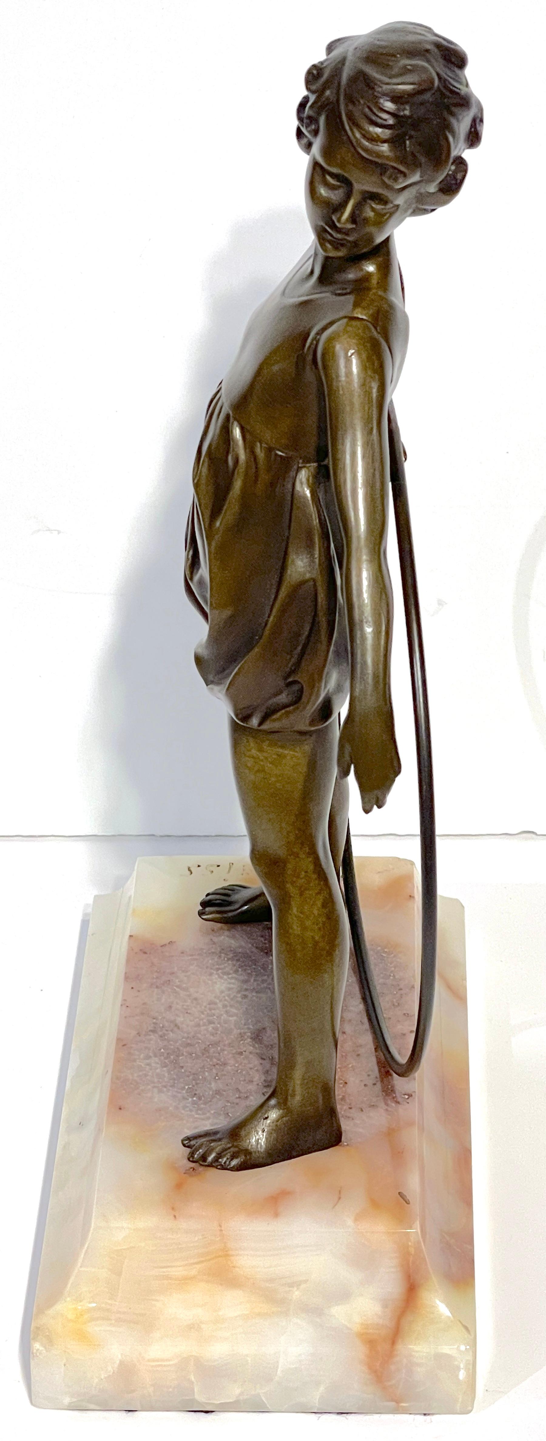 'Hoop Girl' Art Deco Bronze Sculpture Signed Ferdinand Preiss (1882-1943) For Sale 6