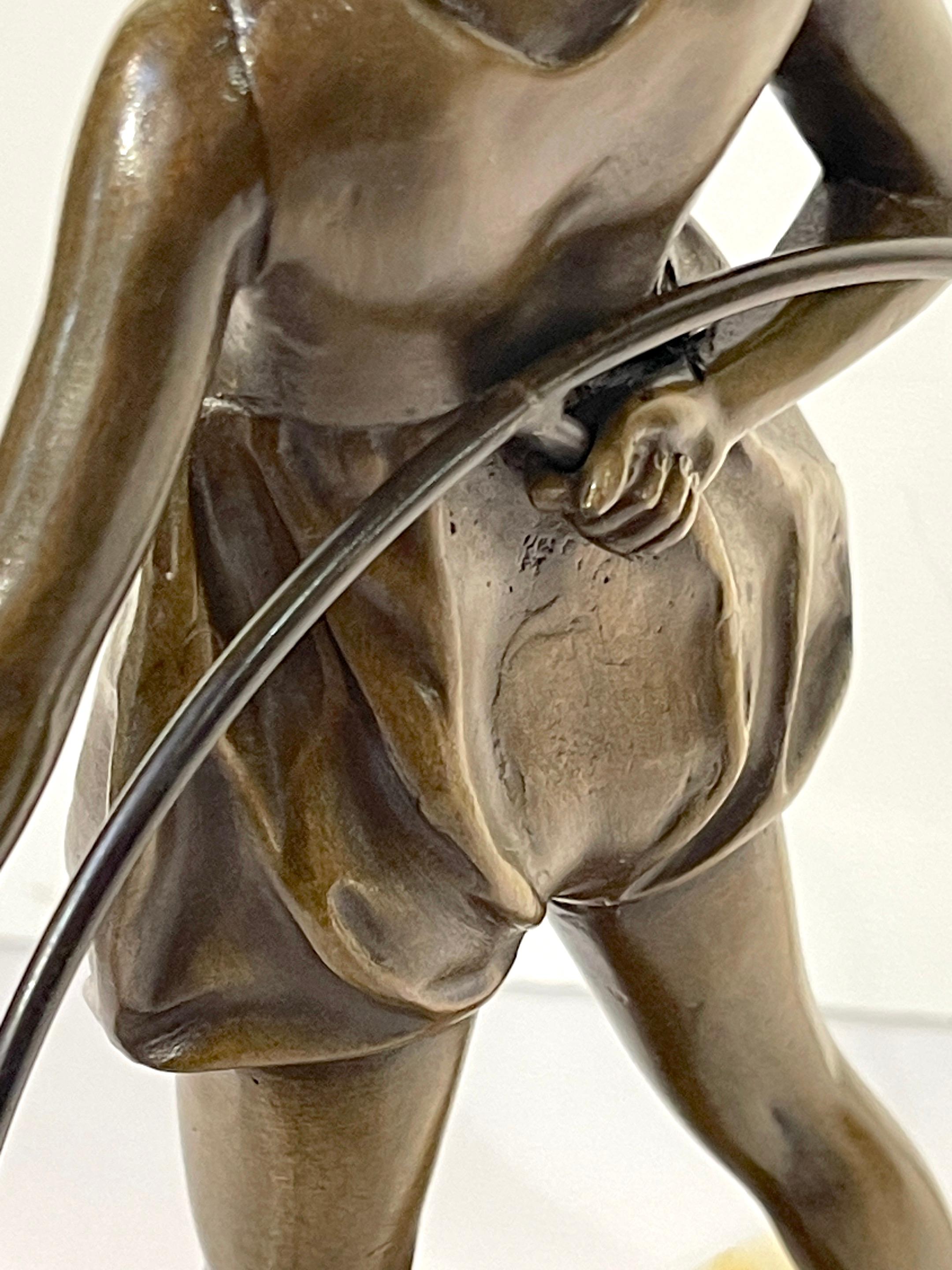 'Hoop Girl' Art Deco Bronze Sculpture Signed Ferdinand Preiss (1882-1943) For Sale 8