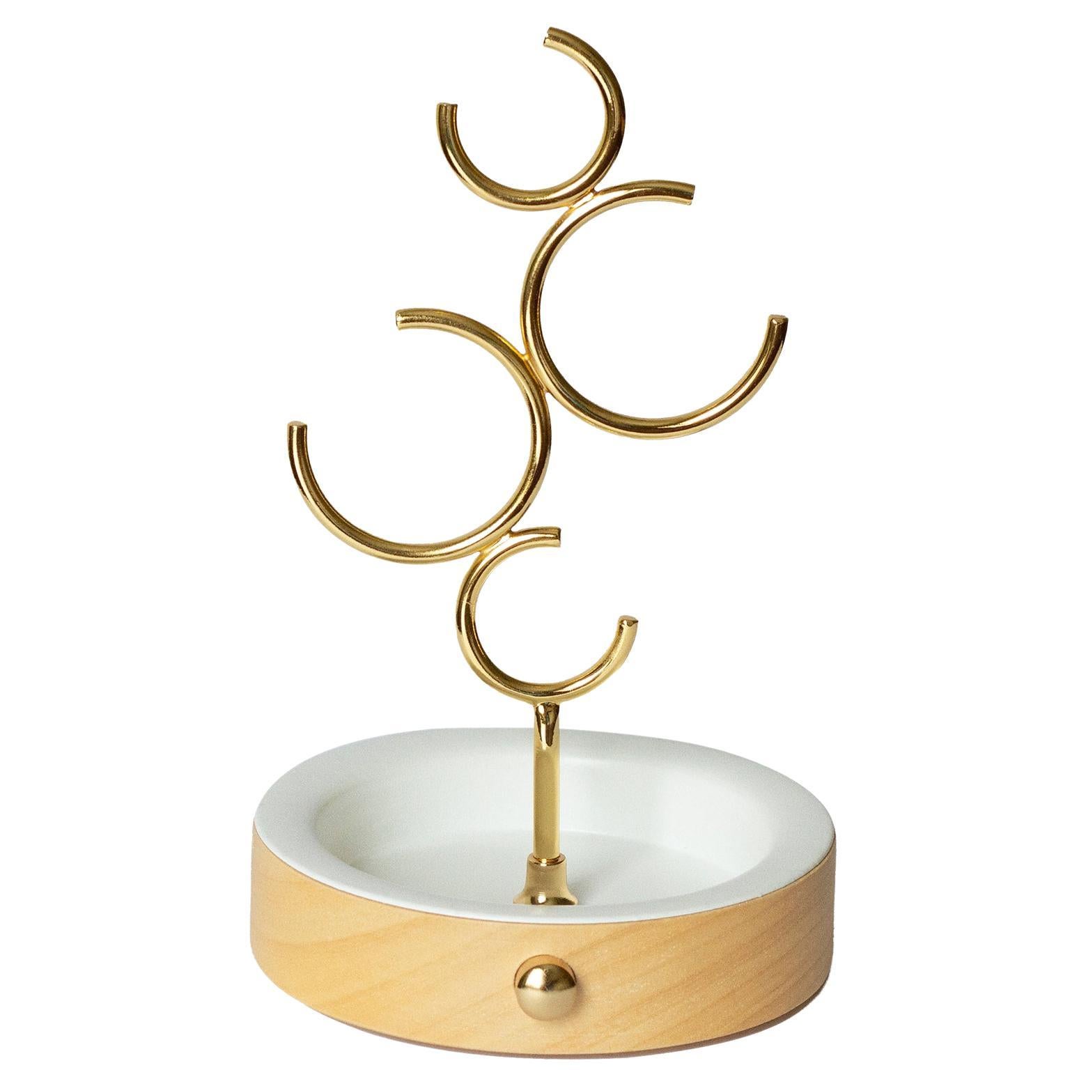 Hoop Jewelry Holder & Organizer, White & Gold For Sale