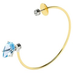 Hoop Mono Earring with Blue Sky Topaz Removable, 18k