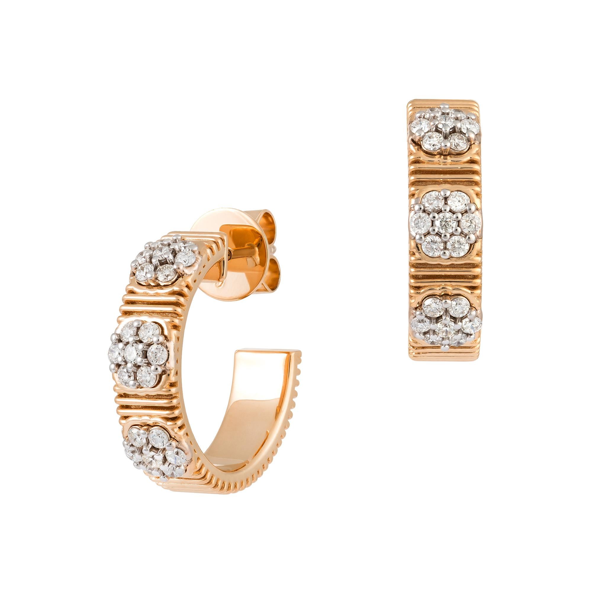 Modern Hoop White Yellow Gold 18K Earrings Diamond For Her For Sale