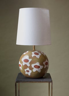 Hooper Table Lamp - Contemporary handmade ceramic daisy green white glaze