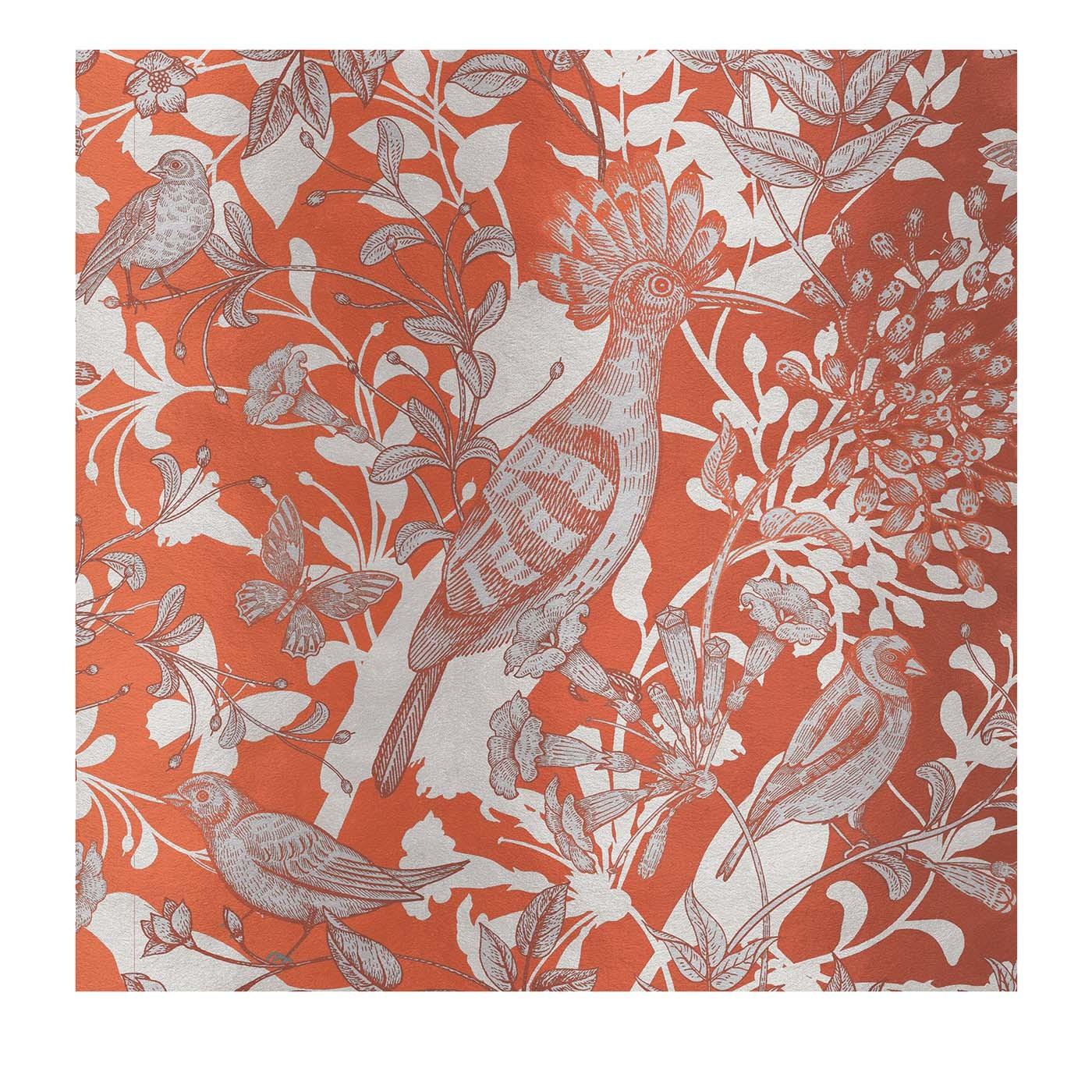 Modern Hoopoe Birds Orange Panel