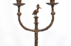 Hoopoe Candlestick in cast bronze featuring an African bird