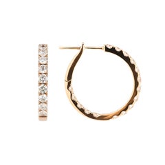 18 Karat Rose Gold white Brilliants 0.30 Carat Elegant Creoles Hoops