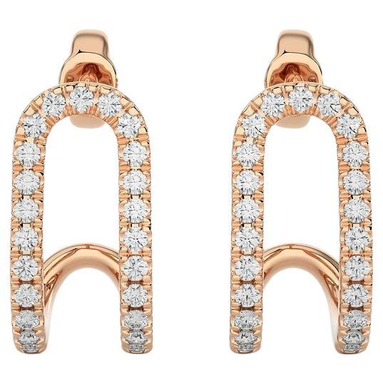 Hoops and Huggies Earring: 0.18 Carat Diamonds in 14K Rose Gold For Sale