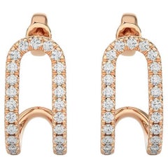 Boucles d'oreilles en forme d'anneaux et d'accolades : 0,18 carat de diamants en or rose 14K