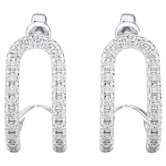 Hoops and Huggies Earring: 0.18 Carat Diamonds in 14K White Gold