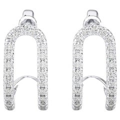 Hoops and Huggies Earring: 0.18 Carat Diamonds in 14K White Gold