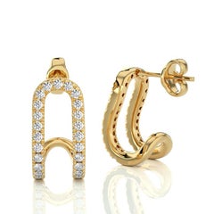 Hoops and Huggies Earring: 0.18 Carat Diamonds in 14K Yellow Gold