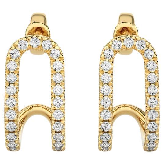 Hoops and Huggies Earring: 0.18 Carat Diamonds in 14K Yellow Gold For Sale