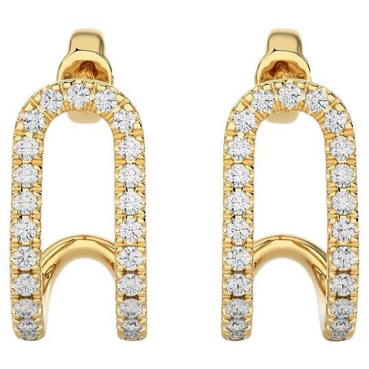 Ohrring mit Creolen und Huggies: 0,18 Karat Diamanten aus 14 Karat Gelbgold