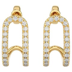 Créoles et boucles d'oreilles huggies : diamants de 0,18 carat en or jaune 14 carats