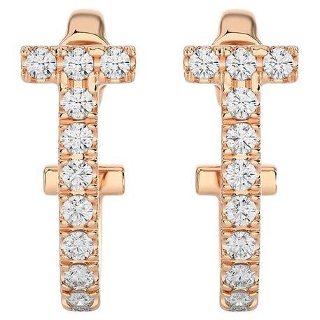 Hoops and Huggies Earring: 0.21 Carat Diamond in 14K Rose Gold For Sale