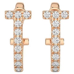 Hoops and Huggies Earring: 0.21 Carat Diamond in 14K Rose Gold