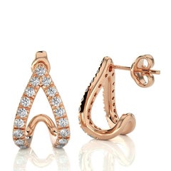 Hoops and Huggies Earring: 0.3 Carat Diamonds in 14K Rose Gold