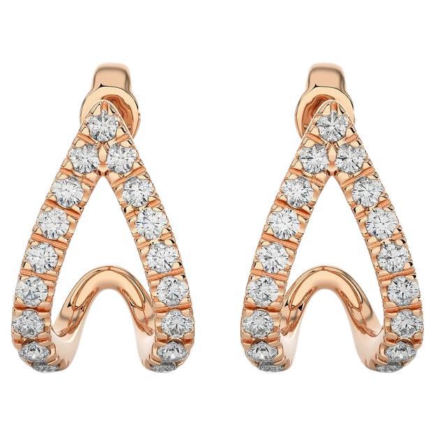 Hoops and Huggies Earring: 0.3 Carat Diamonds in 14K Rose Gold For Sale