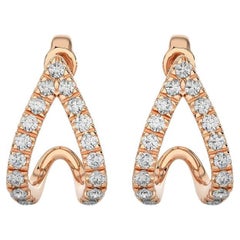 Hoops and Huggies Earring: 0.3 Carat Diamonds in 14K Rose Gold