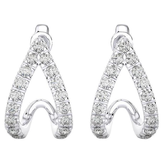 Créoles et boucles d'oreilles huggies : diamants 0,3 carat en or blanc 14 carats