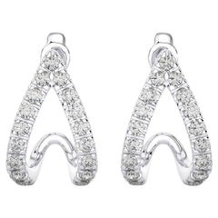 Hoops and Huggies Earring: 0.3 Carat Diamonds in 14K White Gold