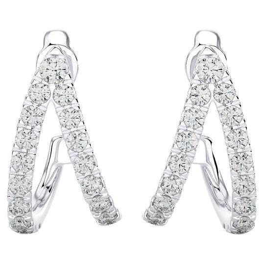 Hoops and Huggies Earring: 0.33 Carat Diamonds in 14K White Gold For Sale