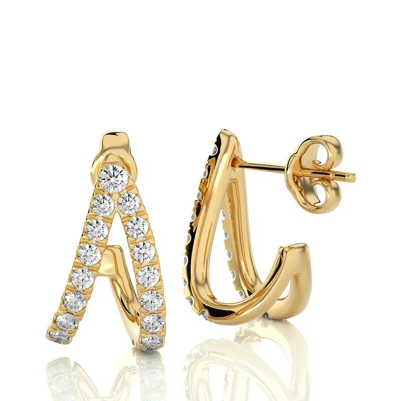 Karat-Gewicht: Diese exquisiten Creolen und Ohrringe weisen ein Gesamtkaratgewicht von 0,33 Karat auf und verleihen Ihrem Ensemble einen Hauch von strahlender Eleganz.

Diamanten: Der Ohrring wird von 36 sorgfältig ausgewählten Diamanten geschmückt,