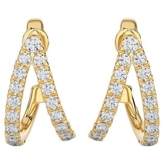 Hoops and Huggies Earring: 0.33 Carat Diamonds in 14K Yellow Gold For Sale