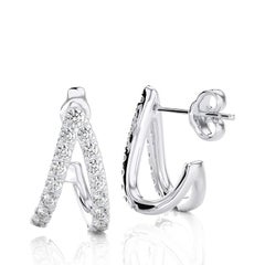 Hoops and Huggies Earring: 0.33 Carat Diamonds in 18K White Gold