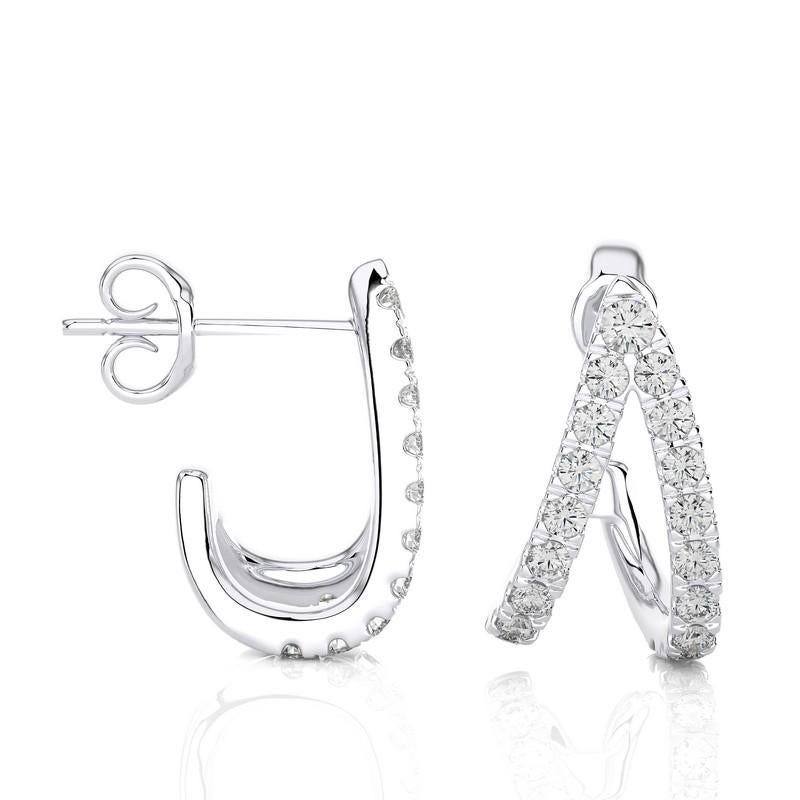 Round Cut Hoops and Huggies Earring: 0.33 Carat Diamonds in 18K White Gold For Sale