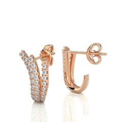 Anneaux et boucles d'oreilles Huggies : Diamant de 0,35 carat en or rose 14k