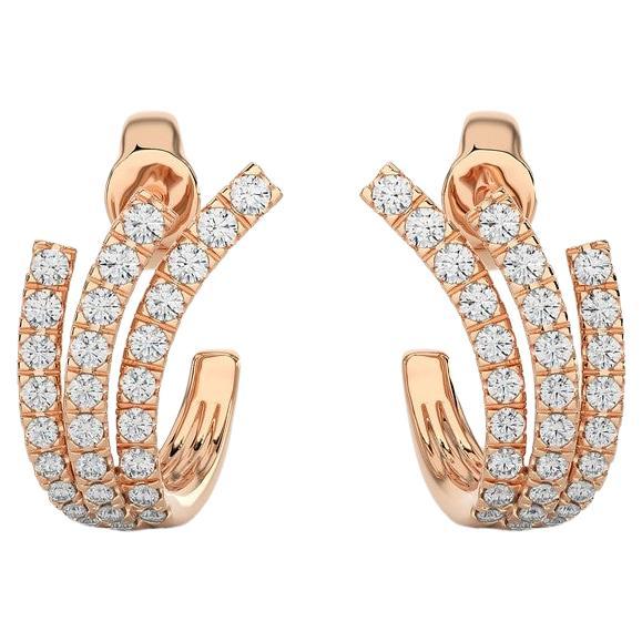 Hoops and Huggies Earring: 0.35 Carat Diamond in 14k Rose Gold