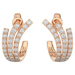 Hoops and Huggies Earring: 0.35 Carat Diamond in 14k Rose Gold