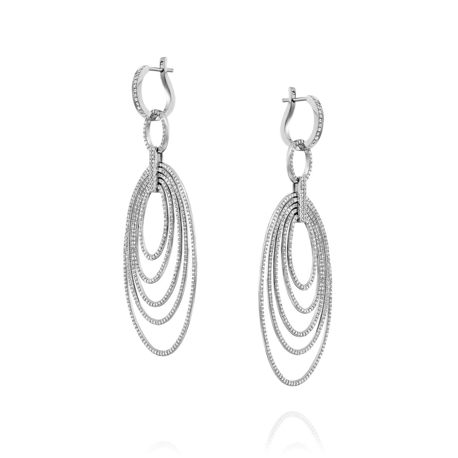 Contemporary Hoops Diamond White Gold Earrings For Sale