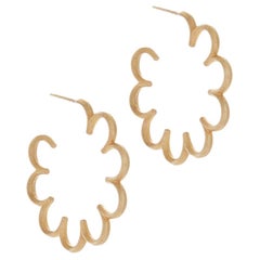  Earrings Hoops Medium Floral  Romantic 18K Gold-Plated Silver Greek Earrings