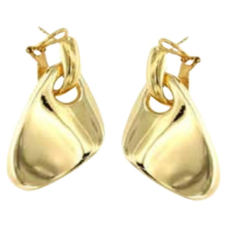 Hoops with Irregular Triangle Pendant in Golden Silver For Sale