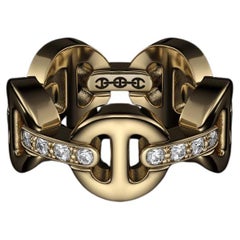 Hoorsenbuhs 18K Gelbgold Dame Classic Tri-Link mit Diamant-Brücken Ring