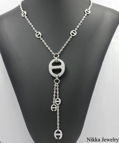Hoorsenbuhs Grand Link Lariat Diamond 7.27 CT 18K White Gold Necklace 17 in