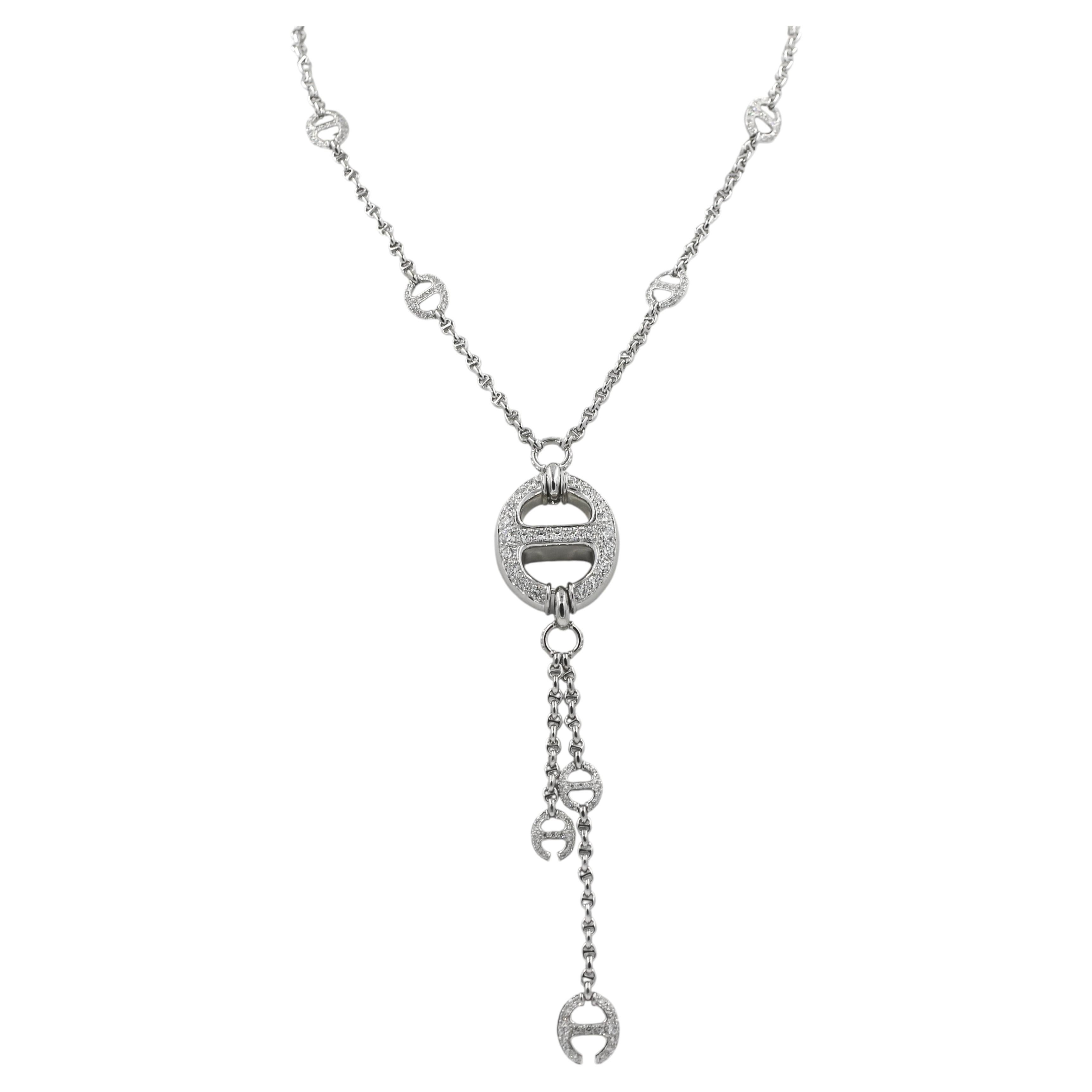 Hoorsenbuhs Grand Link Lariat Diamant 7,27 CT 18K Weißgold Halskette 17 in