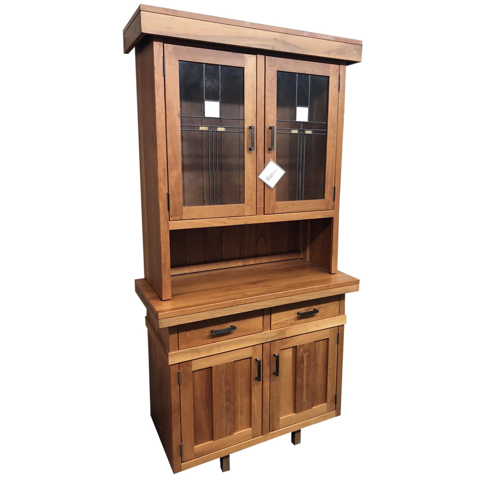 Hoosier Craft Bungalow Collection Mission Hutch, 2 Pc For Sale