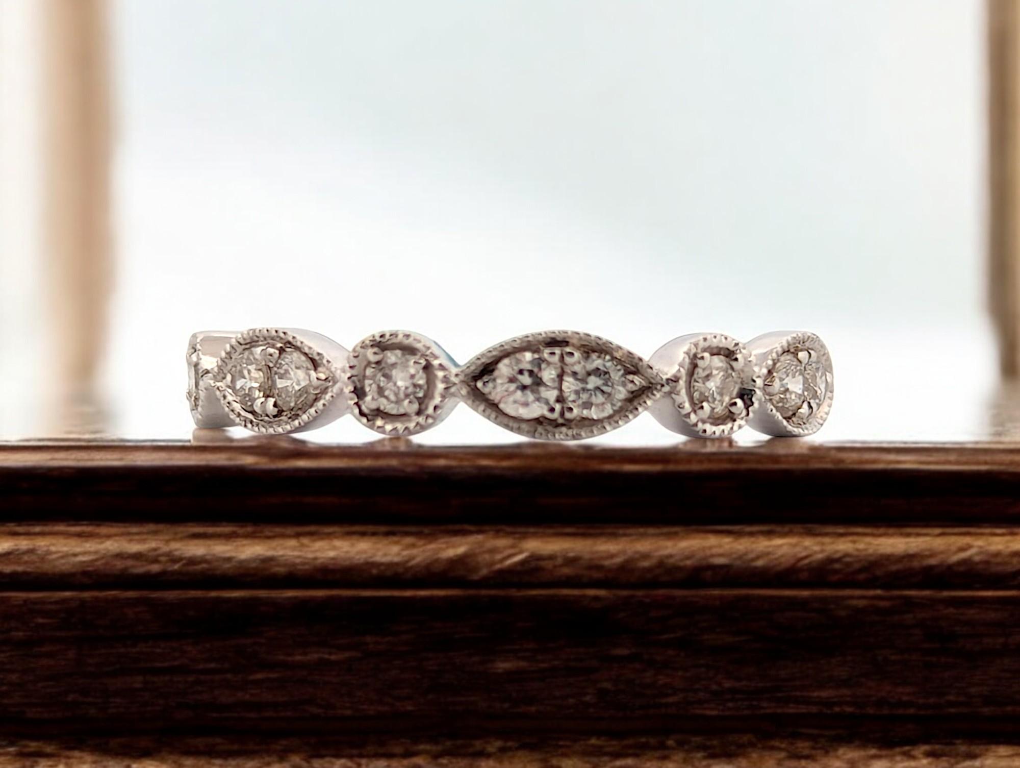 Hope  14k White Gold Ring with .45 CT Natural Diamonds   Size 6.25 In New Condition For Sale In Greeneville, TN