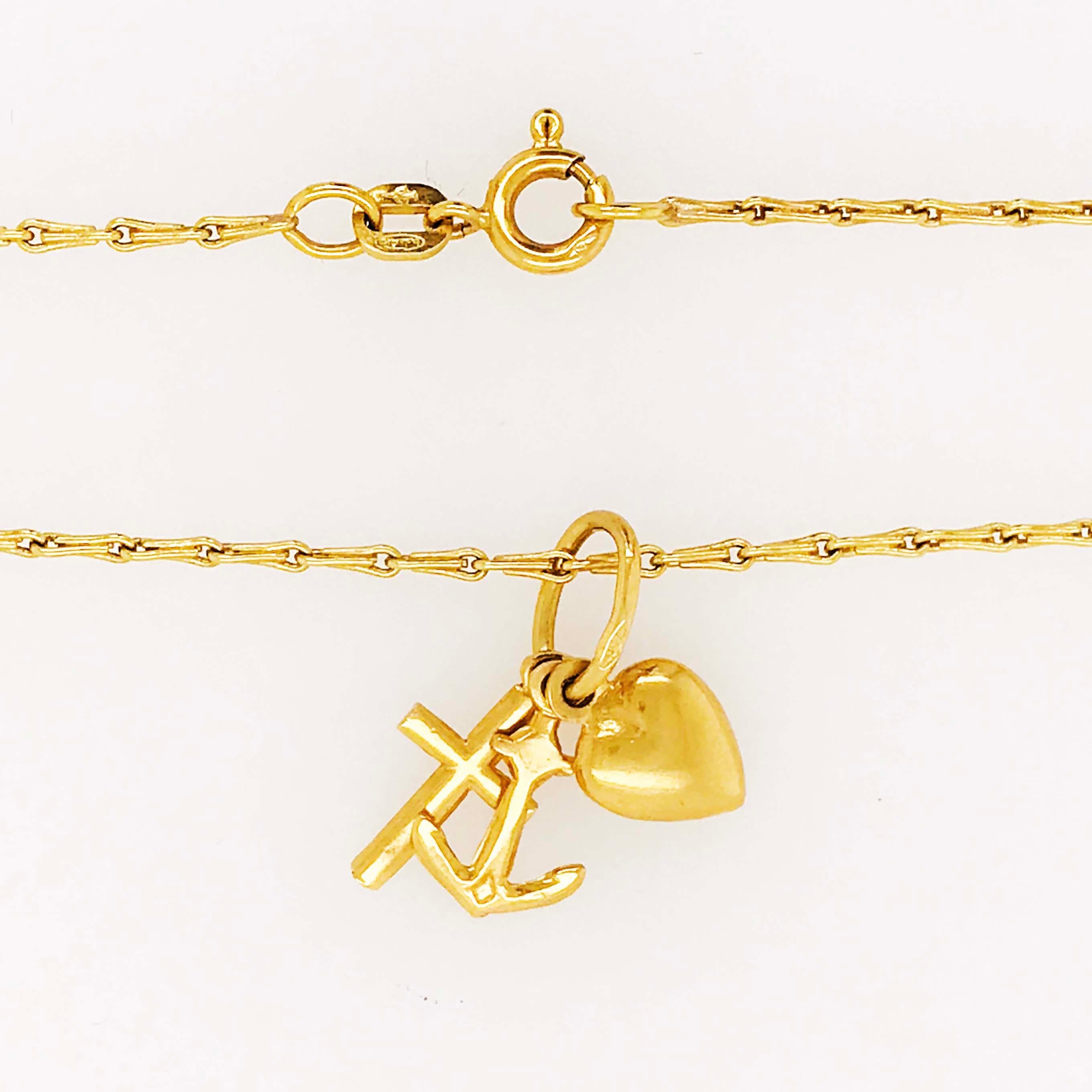 heart cross anchor pendant