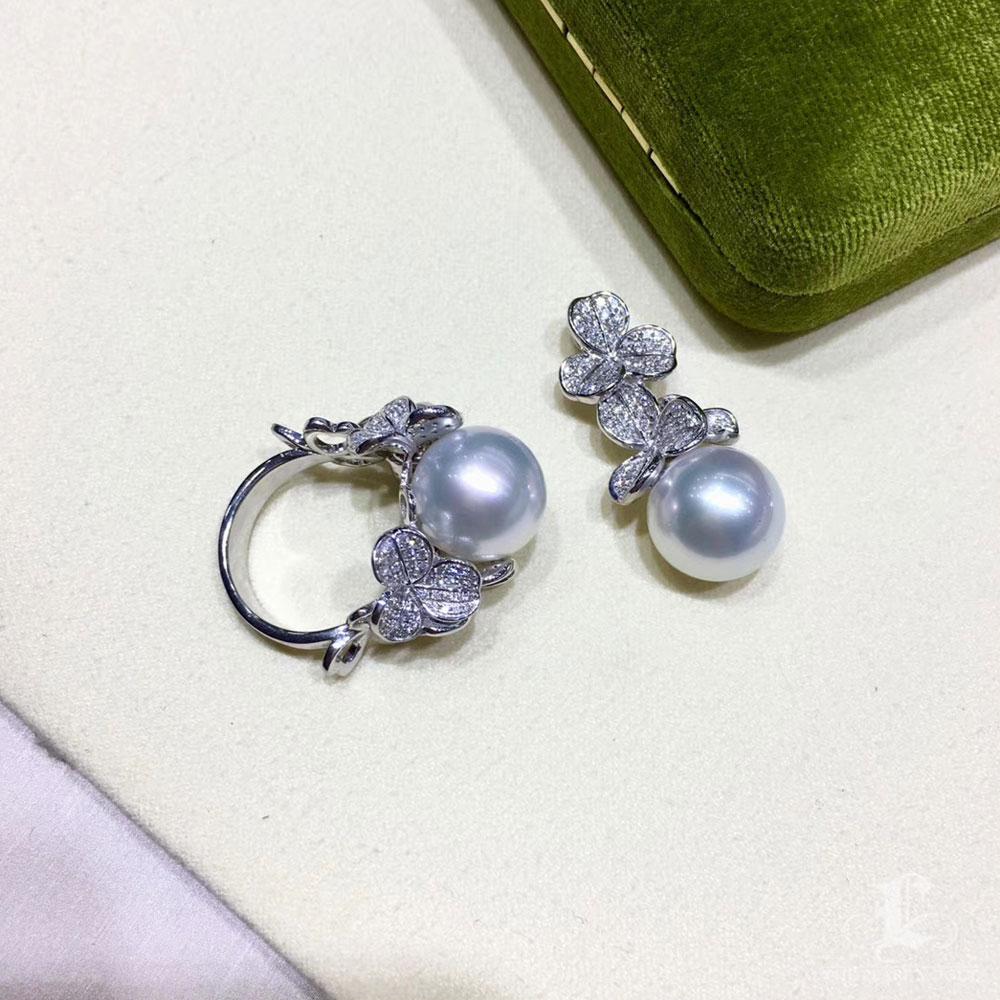 【Lustre Arc】Petal Scroll South Sea Pearl & Diamond Ring en vente 2