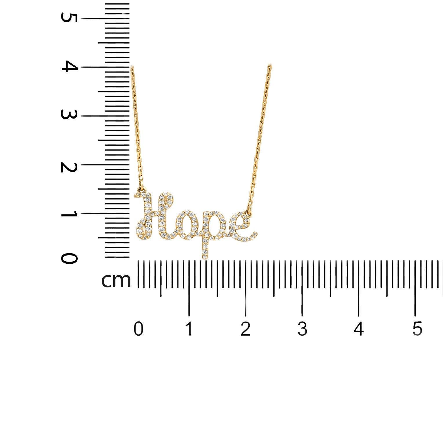 Hope Letter Diamant-Anhänger Halskette aus 14k massivem Gold (zertifiziert) im Angebot 4
