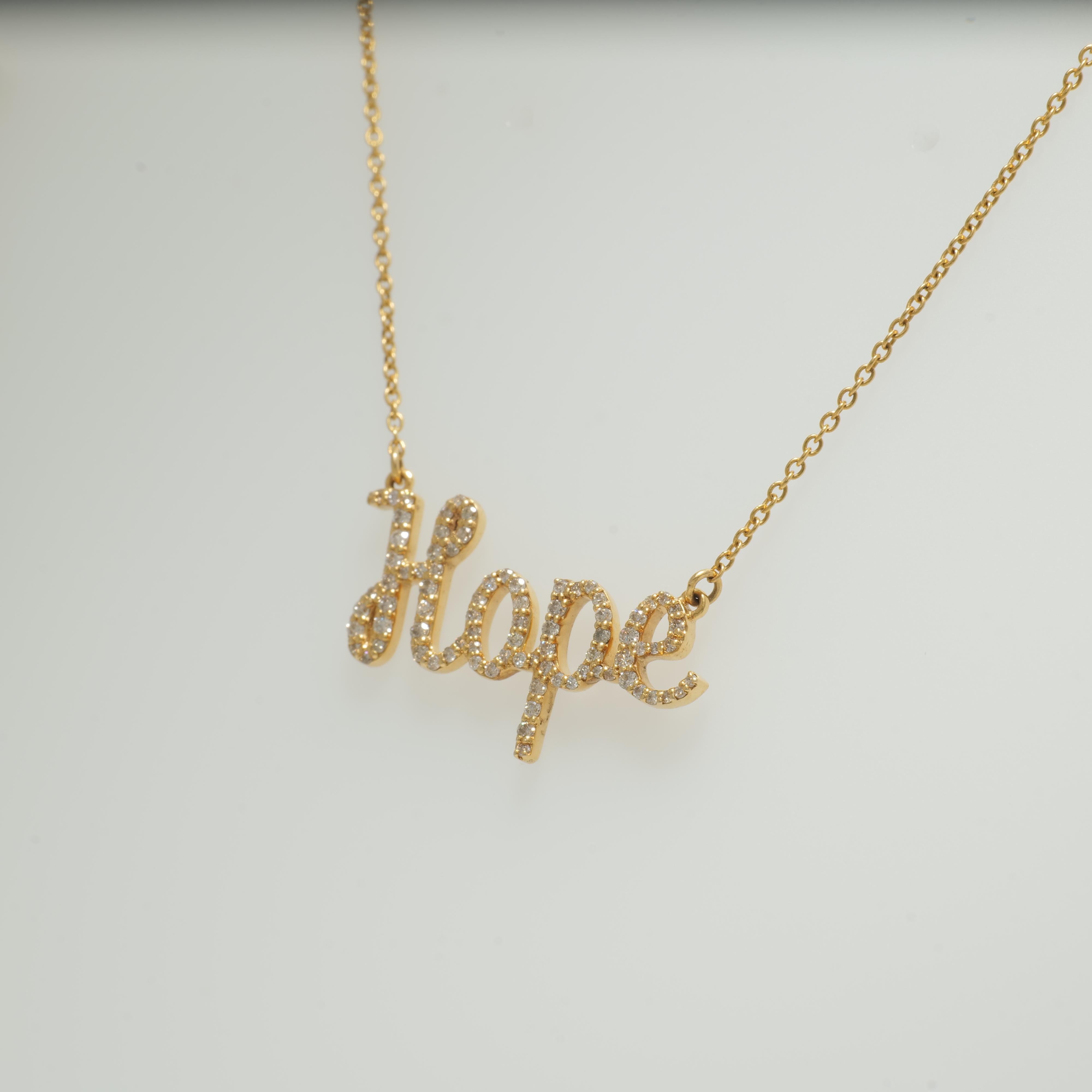 Hope Letter Diamant-Anhänger Halskette aus 14k massivem Gold (zertifiziert) im Angebot 2