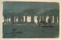 "Susquehanna Storm" Large Woodcut Landscape, 1960