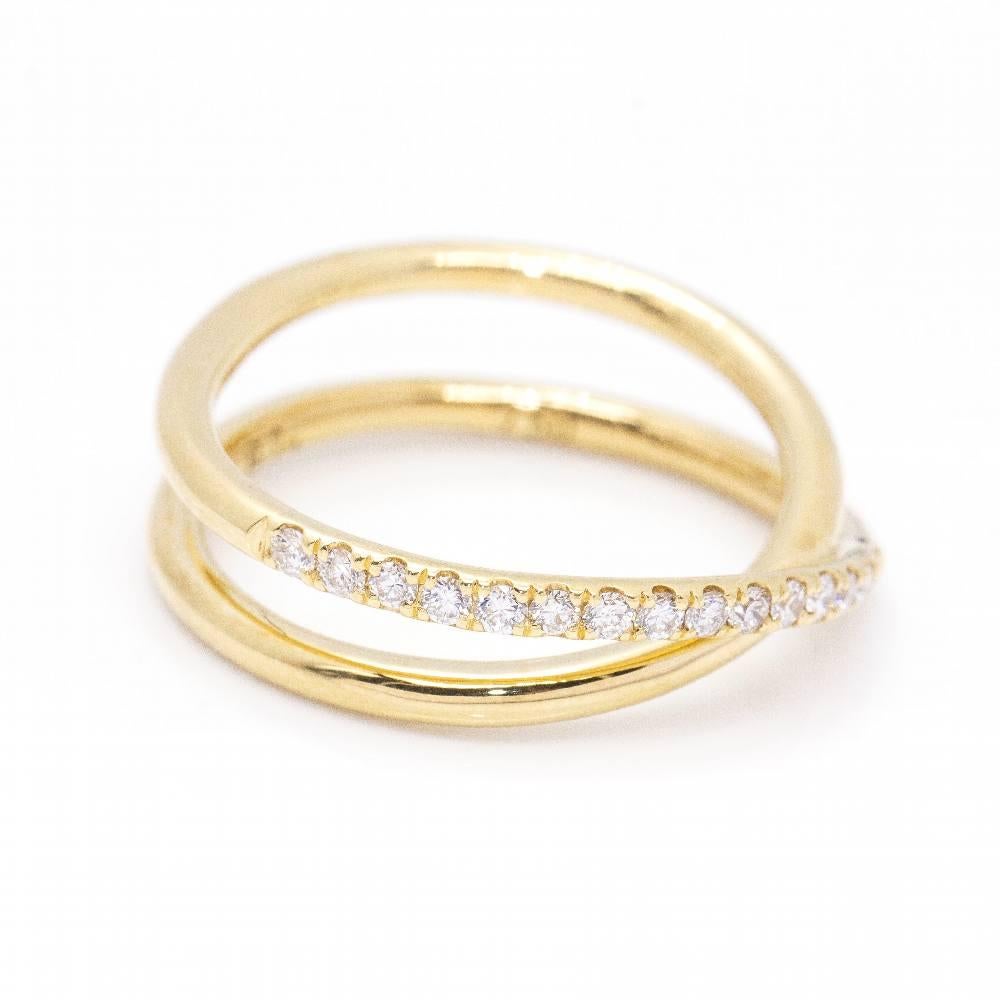 Yellow Gold Ring for woman : 15x Brilliant Cut Diamonds with a total weight of 0,20cts in quality H/VS l Size 13,5  18kt Yellow Gold  6,05 grams  Brand new item only available on the web  Ref: D360083