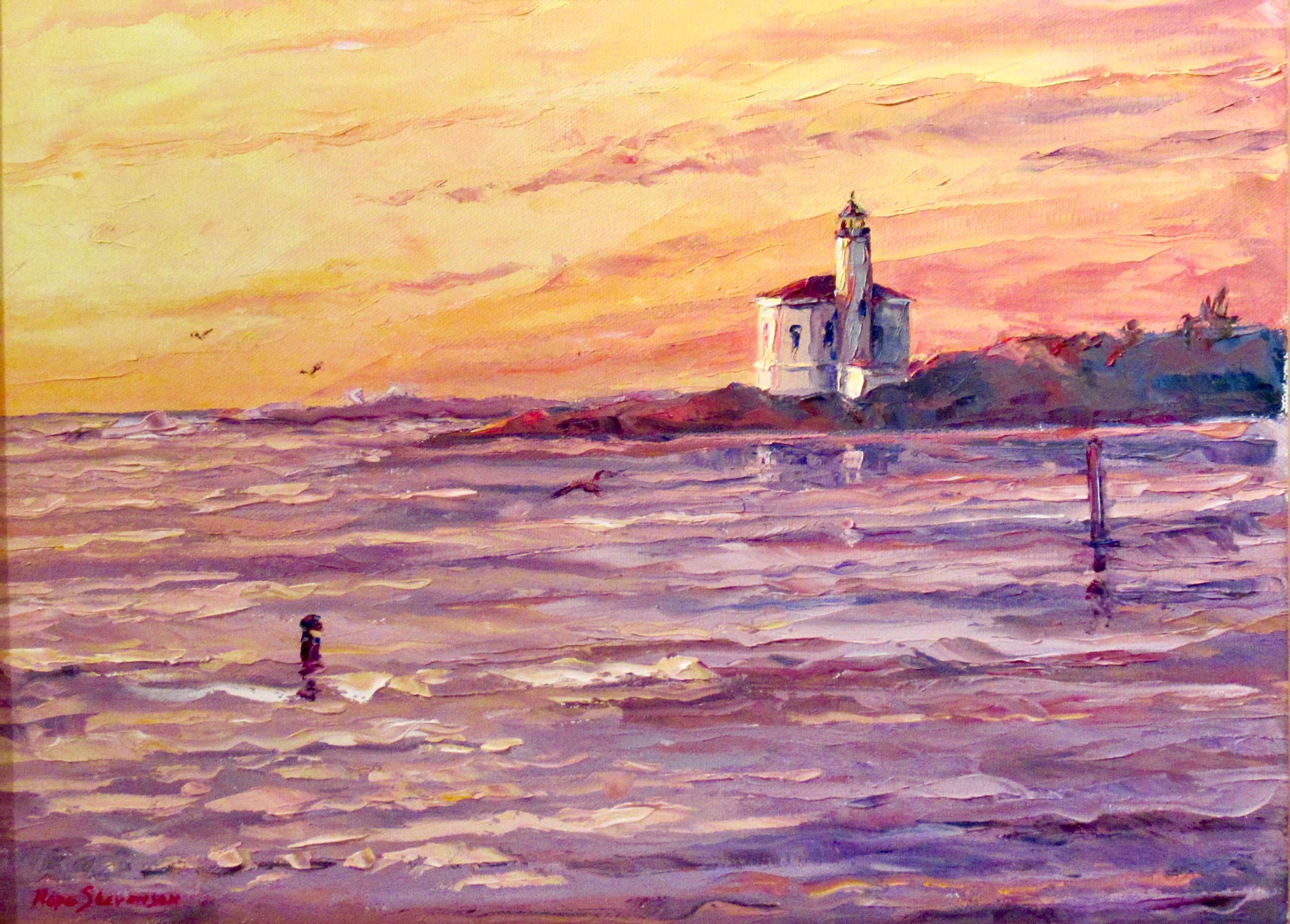 Point Cabrillo Light Station, Mendocino - Painting by Hope Stevenson