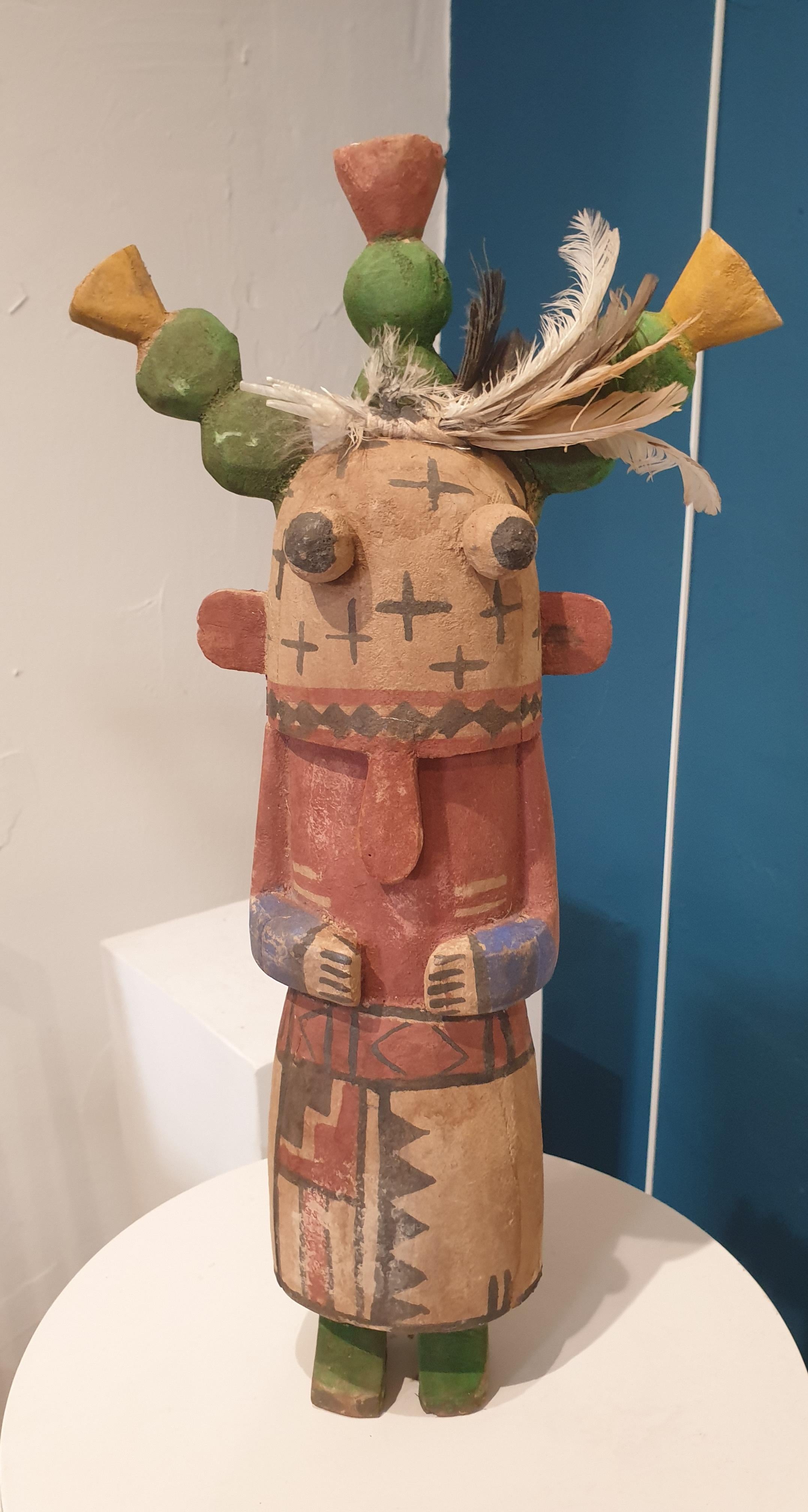 A group of seven Native North American carved wood and painted effigy figures, Hopi Katsina or Kachina dolls.

Seven wonderfully playful, brightly coloured and highly individual Hopi Katsina dolls. Each doll representing a different spirit or
