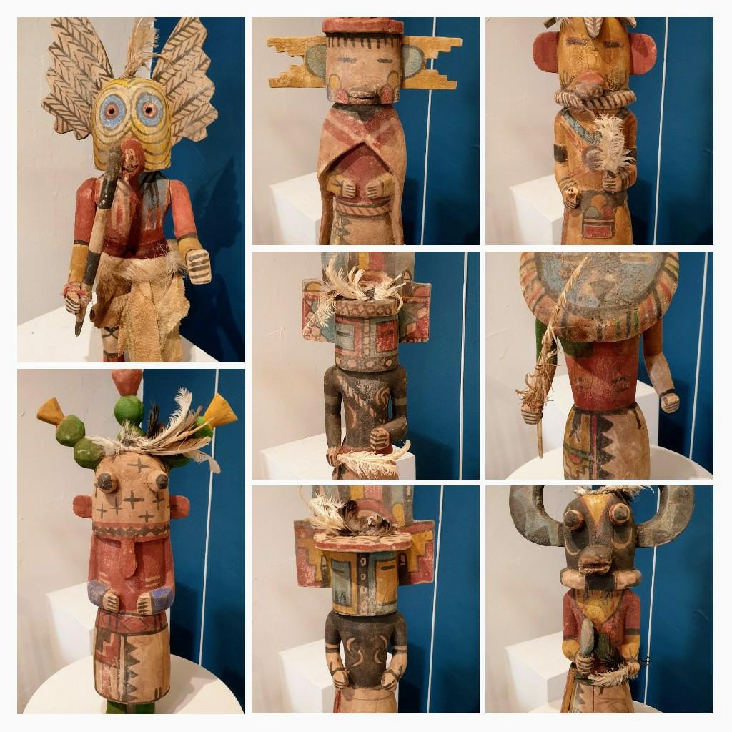 Acht nordamerikanische Hopi Katsina-Puppen der Hopi-Zeit (Kachina). – Sculpture von Hopi Craftsmen